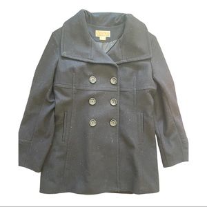 Michael Kors Women’s Black Heavy Trench Coat with Buttons and Pockets Size 14